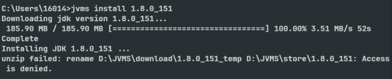 JVMS在执行 jvms install java版本 命令后，出现 Access is denied 的报错。-嗨购の破站
